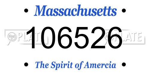 106526 Massachusetts License Plate