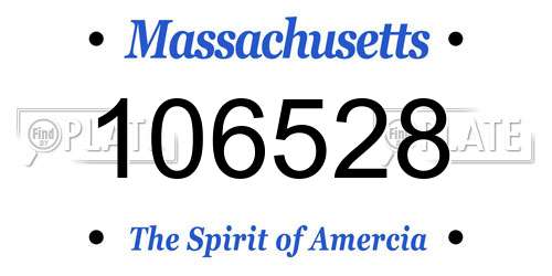 106528 Massachusetts License Plate