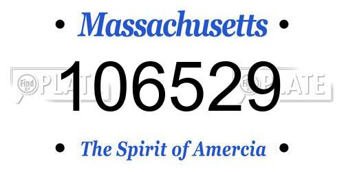 106529 Massachusetts License Plate