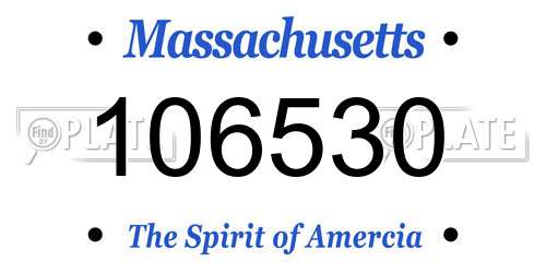 106530 Massachusetts License Plate
