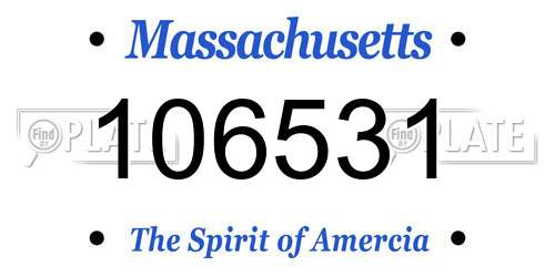 106531 Massachusetts License Plate