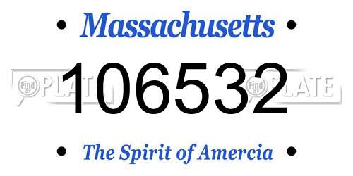 106532 Massachusetts License Plate