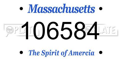 106584 Massachusetts License Plate