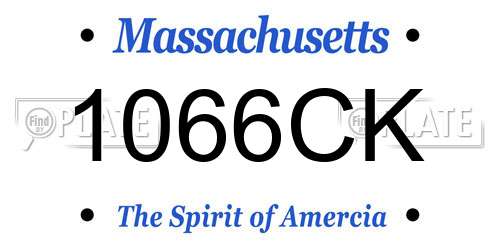 1066CK Massachusetts License Plate