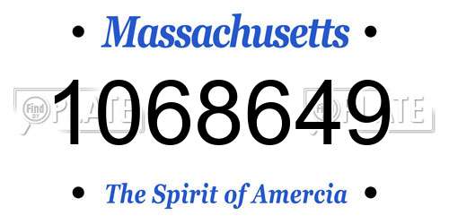 1068649 Massachusetts License Plate