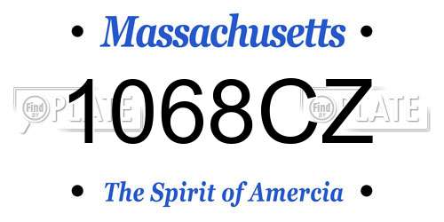 1068CZ Massachusetts License Plate