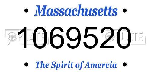 1069520 Massachusetts License Plate