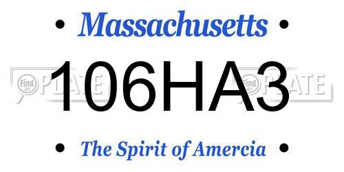106HA3 Massachusetts License Plate