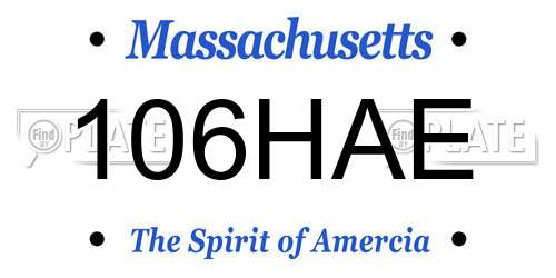 106HAE Massachusetts License Plate