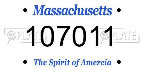 107011 Massachusetts License Plate