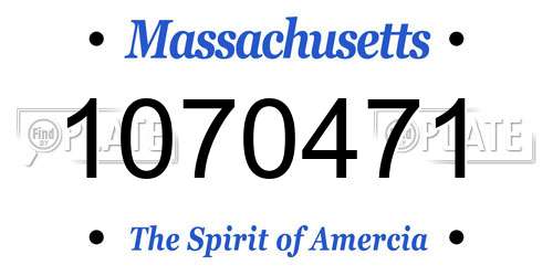 1070471 Massachusetts License Plate