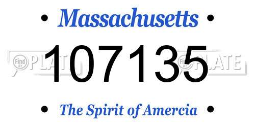 107135 Massachusetts License Plate