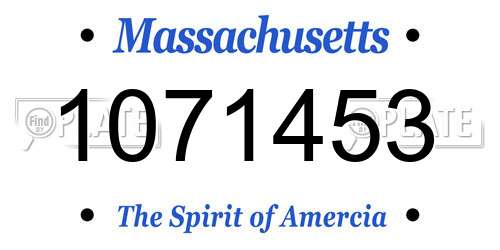 1071453 Massachusetts License Plate