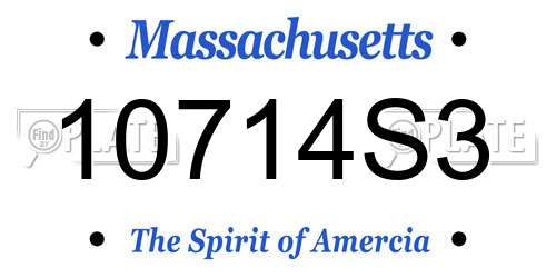 10714S3 Massachusetts License Plate