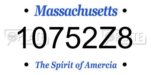10752Z8 Massachusetts License Plate