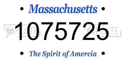 1075725 Massachusetts License Plate