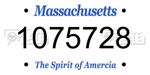 1075728 Massachusetts License Plate