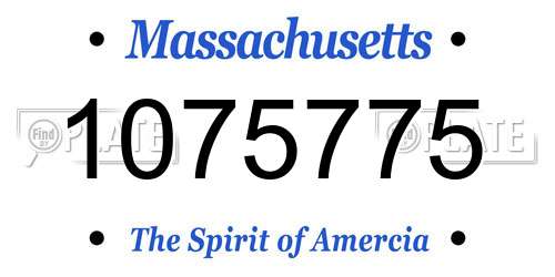 1075775 Massachusetts License Plate