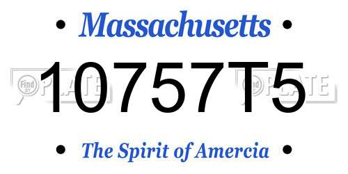 10757T5 Massachusetts License Plate