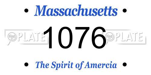 1076 Massachusetts License Plate