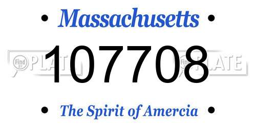 107708 Massachusetts License Plate
