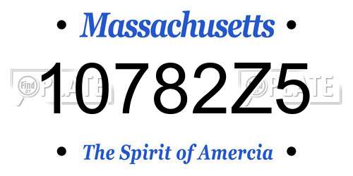10782Z5 Massachusetts License Plate