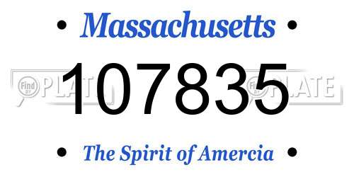 107835 Massachusetts License Plate