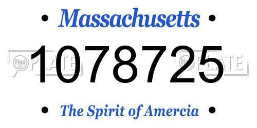 1078725 Massachusetts License Plate