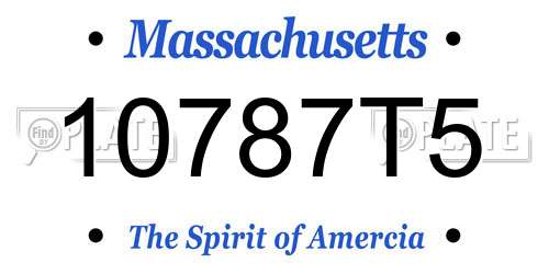 10787T5 Massachusetts License Plate