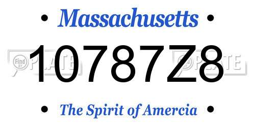10787Z8 Massachusetts License Plate