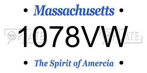 1078VW Massachusetts License Plate