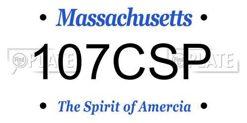 107CSP Massachusetts License Plate