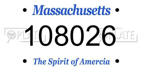 108026 Massachusetts License Plate