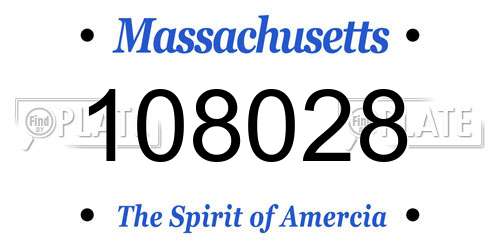 108028 Massachusetts License Plate
