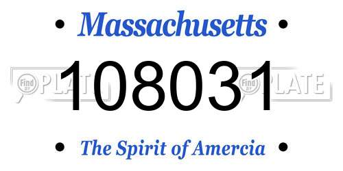 108031 Massachusetts License Plate