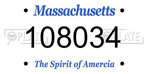 108034 Massachusetts License Plate