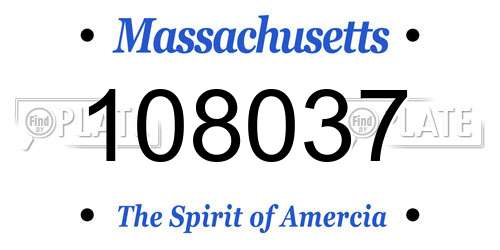 108037 Massachusetts License Plate