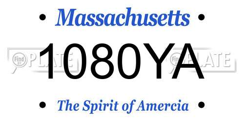 1080YA Massachusetts License Plate