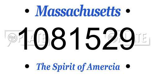 1081529 Massachusetts License Plate