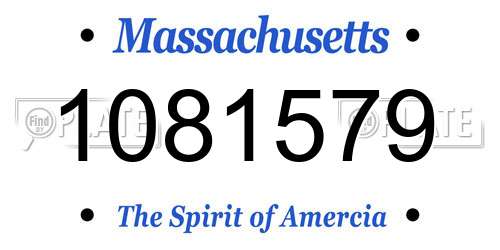1081579 Massachusetts License Plate