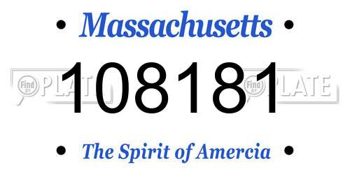 108181 Massachusetts License Plate