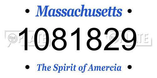 1081829 Massachusetts License Plate