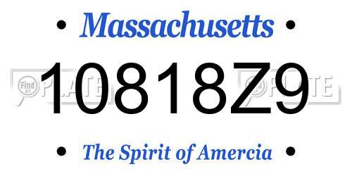 10818Z9 Massachusetts License Plate