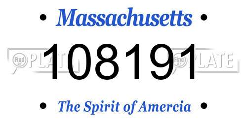 108191 Massachusetts License Plate