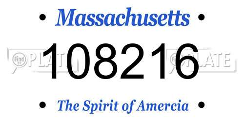 108216 Massachusetts License Plate
