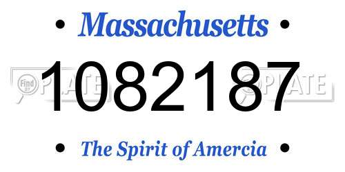 1082187 Massachusetts License Plate
