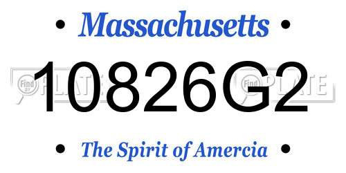 10826G2 Massachusetts License Plate