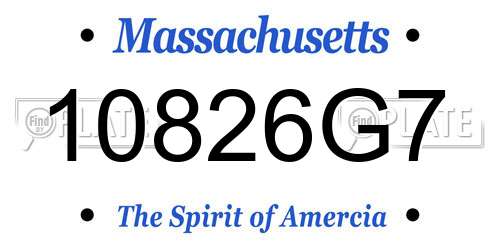 10826G7 Massachusetts License Plate