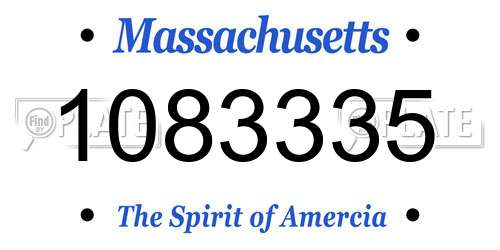 1083335 Massachusetts License Plate
