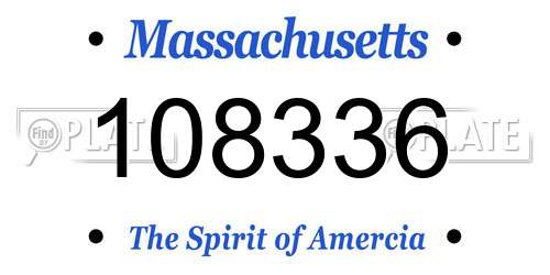108336 Massachusetts License Plate